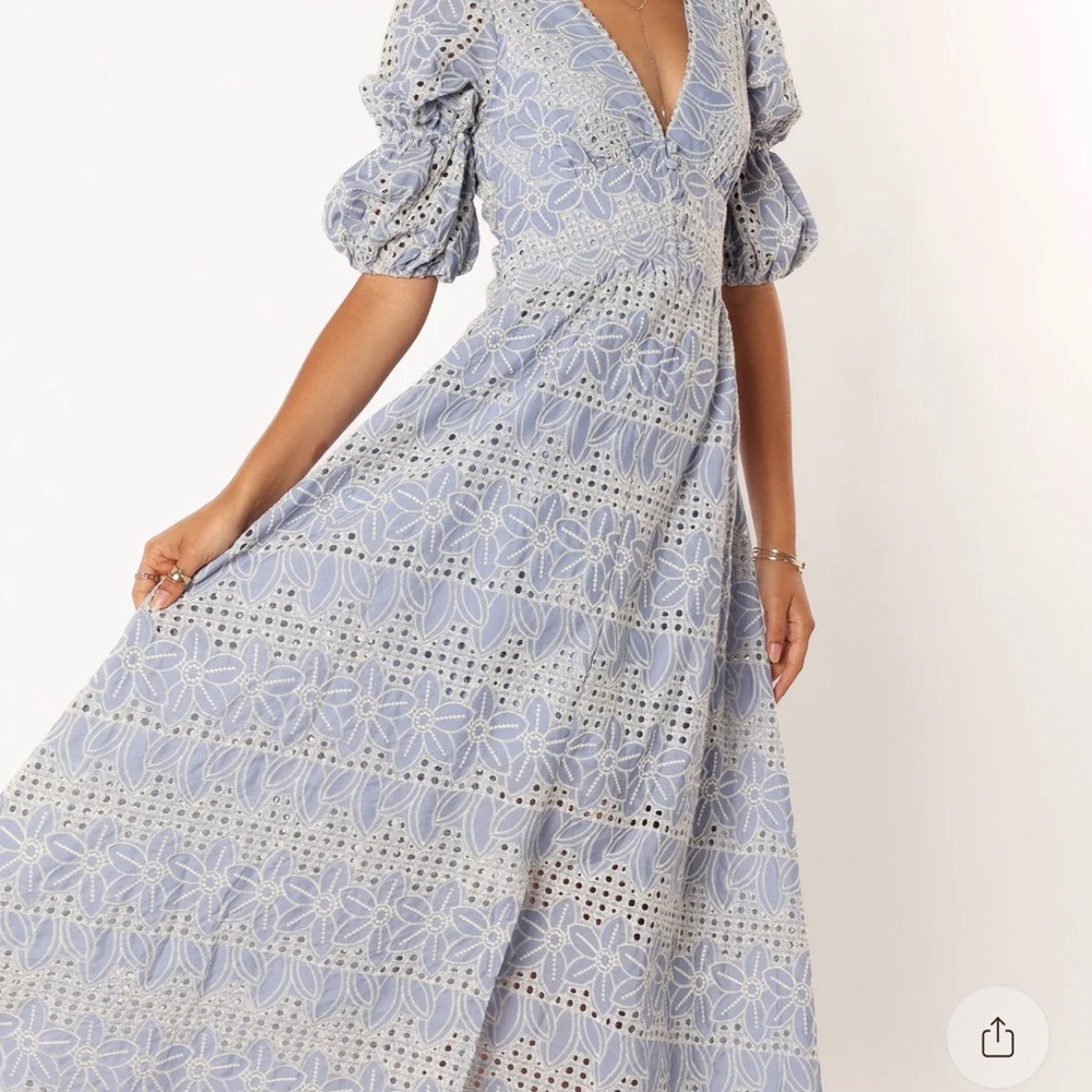 Petal & Pup Lavender Lace Midi Dress